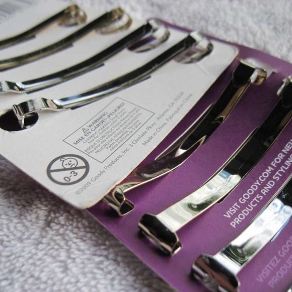 4 Goody Gold Silver Lexy Stay Tight Double Bar Metal Hair Barrettes Flat Secure - Picture 7 of 16